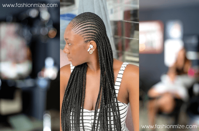 Micro Braids with Straight Back Cornrows