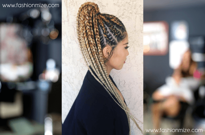 Braided Ponytail with Straight Back Cornrows