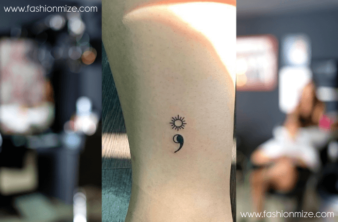 Family Initials with Semicolon Tattoo