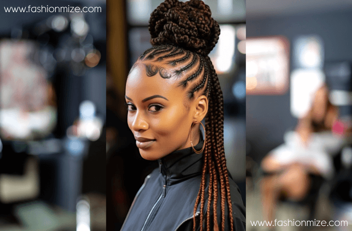 Half-Up, Half-Down Straight Back Braids