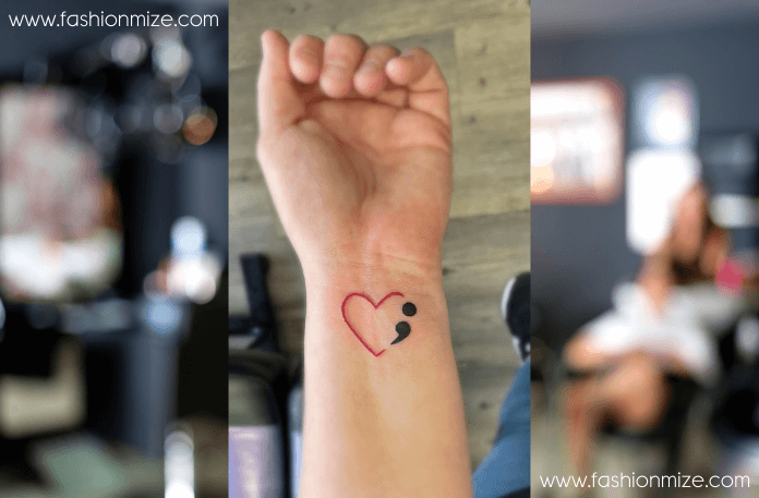 Heart and Semicolon Tattoo