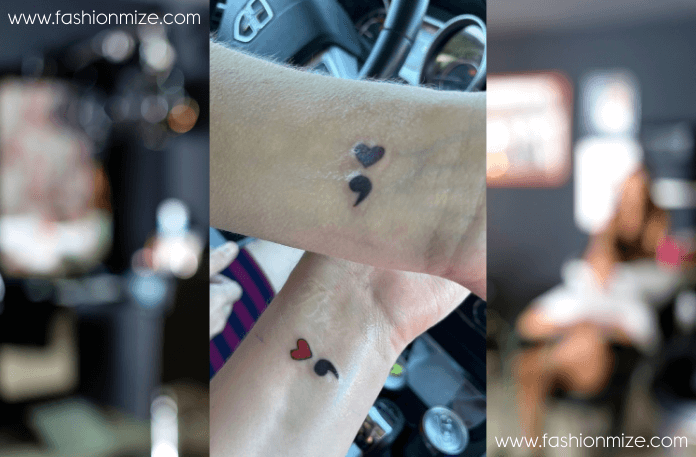 Map and Semicolon Tattoo