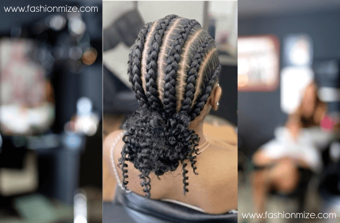 Straight Back Braids with a Low Bun