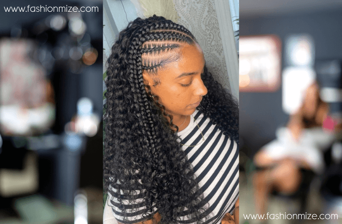 Straight Back Cornrows with Braided Ends