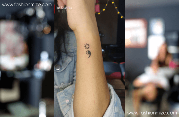 Sun and Semicolon Tattoo